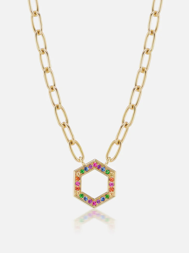 18" Rainbow Hex Cable Chain Foundation Necklace