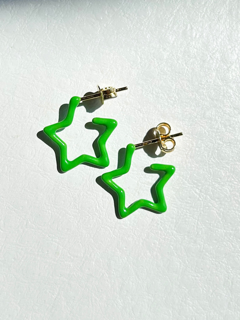 Green Starlight Hoop Earrings