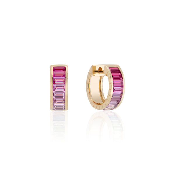 Voyage Intuition Pink Sapphire Ombre Baguette Huggies