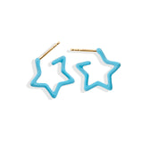 Aqua Blue Starlight Hoop Earrings