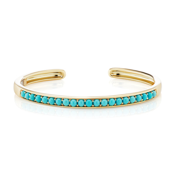 Cirque Oval Hinged Cuff with Turquoise Cabochons