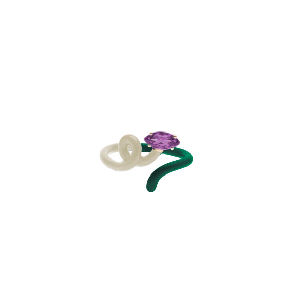 B Vine Ring in Panna and Green