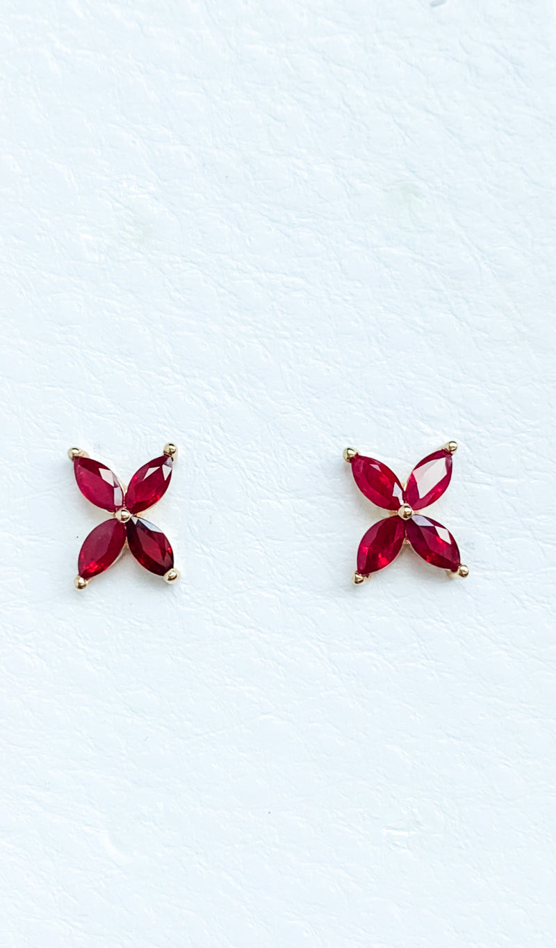 Large Mariposa Studs in Ruby
