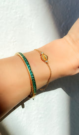 Cirque Oval Hinged Cuff with Green Tourmaline