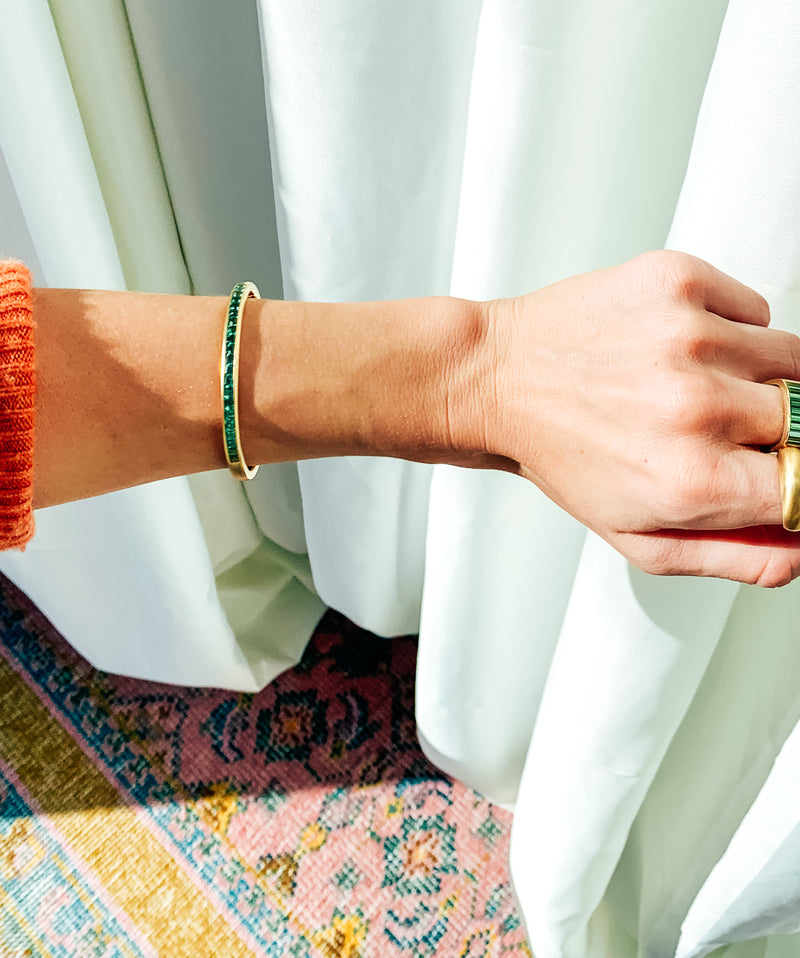 Cirque Oval Hinged Cuff with Green Tourmaline