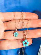Large Round Floral Necklace with Turquoise and Ruby