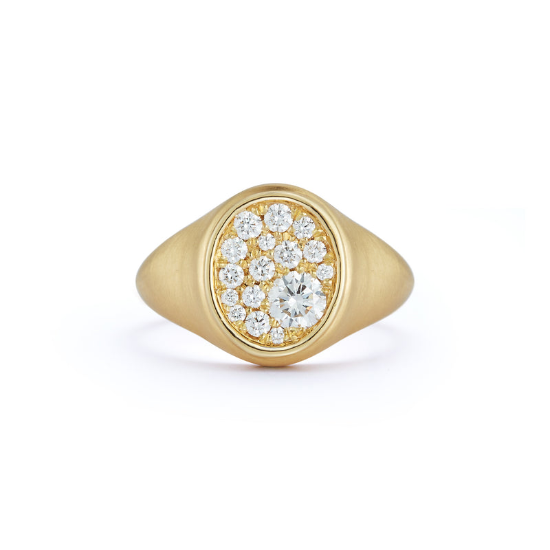 Pave Oval Signet Ring