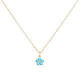 Medium Round Floral Necklace with Turquoise and Diamond