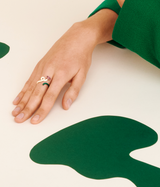 B Vine Ring in Panna and Green