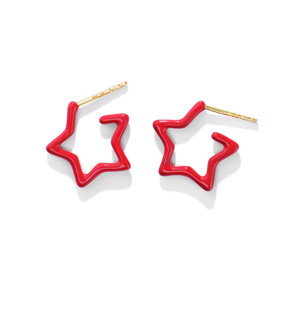 Red Starlight Hoop Earrings