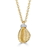 Thread and Shell Necklace with Diamonds