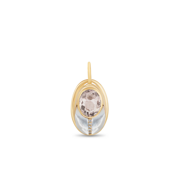 Love Bug Pendant in Morganite and Mother of Pearl
