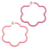 Two Tone Large Flower Power Earrings in Coral Pink and Hot Pink