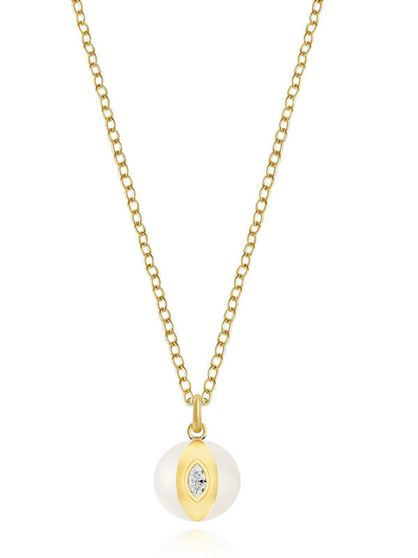 Terra Nova White Enamel and Diamond Necklace